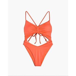 Madewell x Agua Bendita Dainy One-Piece Swimsuit Women's Size Large in Coral NWT